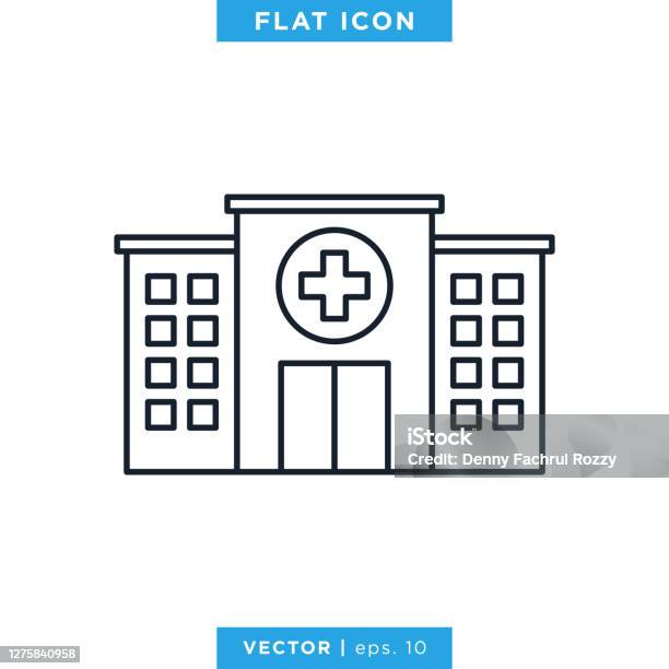 Hospital Icon Vector Design Template Editable Stroke Stock Illustration - Download Image Now
