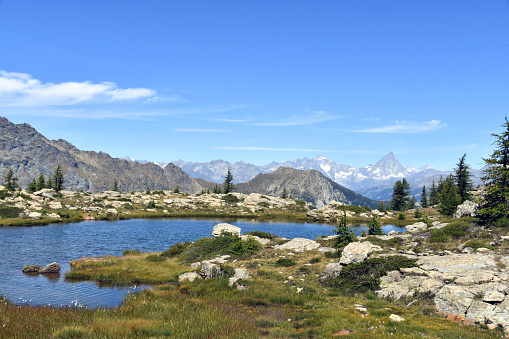 The small lake of Vallette, above Champorcher, with the Matterhorn in the background
