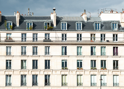 Facade  of the Parisian typical freestone building