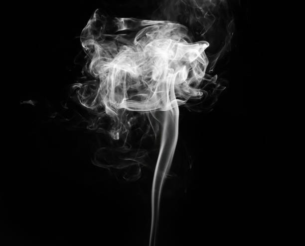 istock abstract fragment movement of white smoke on black background. 1275844372