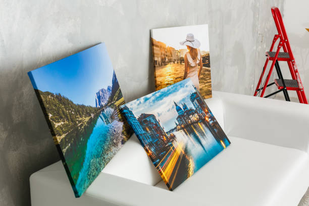 istock wall art canvas in three parts. Sofa, in room interior. 1275844758