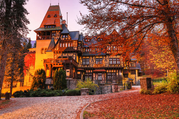 Prahova County, Romania - October 24, 2019: Pelisor castle, part of the Peles castle complex.