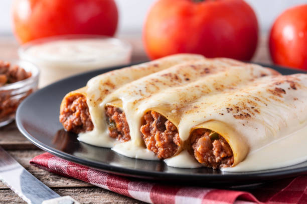 istock Delicious meat cannelloni pasta 1275848690