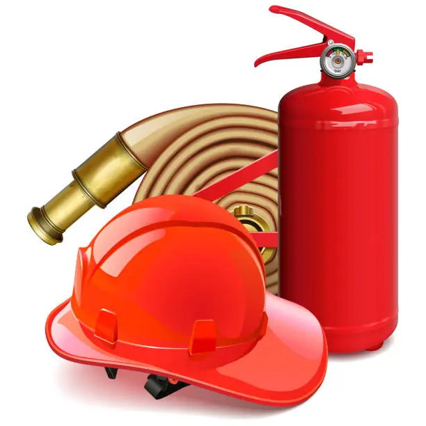 Vector illustration of Vector Firefighter Concept with Red Helmet