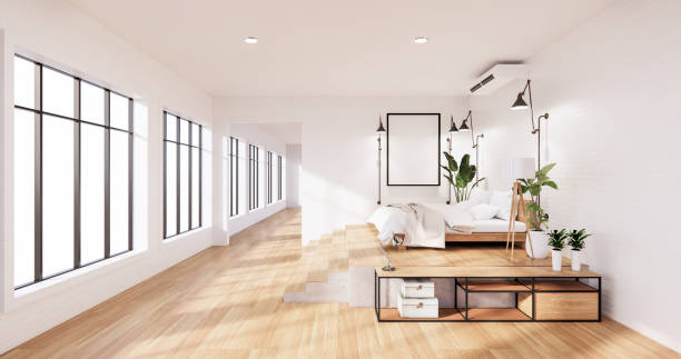 istock The Modern loft Bedroom interior with Computer and office tool on desk. 3D rendering 1275852887