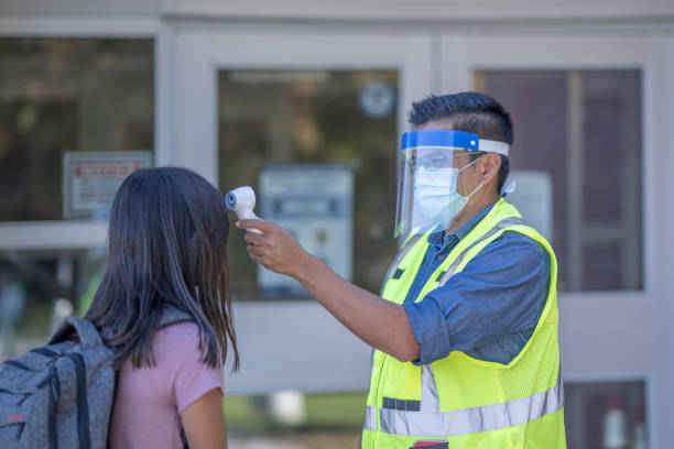 istock Temperature checkpoint at school entrance 1275855510
