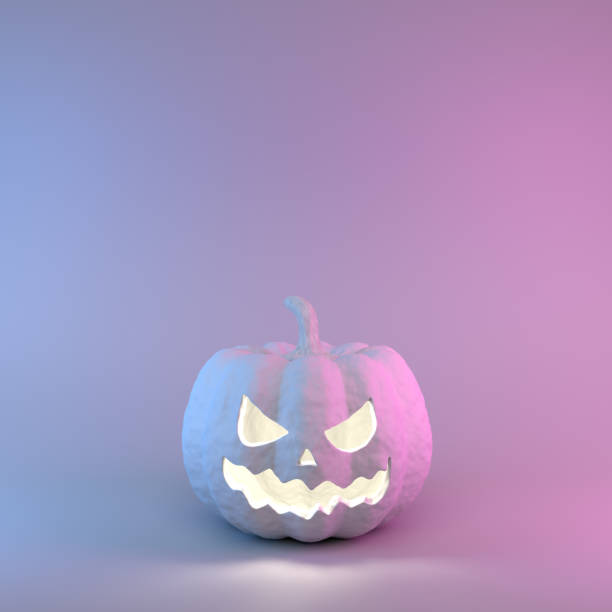 istock Carved Squash for Halloween with Fluorescent Neon Background 1275856767