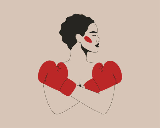 ilustrações, clipart, desenhos animados e ícones de mulher negra forte cruzou os braços no peito de apoio mês de conscientização sobre o câncer de mama - breast cancer