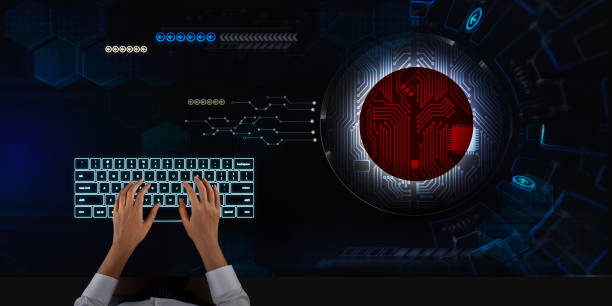 istock Business woman works on touch screen about Japan 1275863521