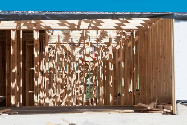 istock New homes construction site.  Frames house. 1275865860