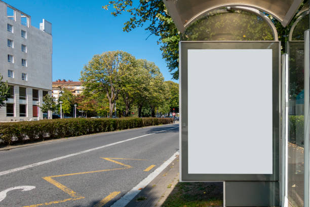 istock Blank advertisement mock up in a bus stop 1275866241