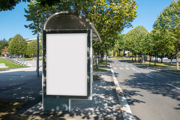 istock Blank billboard mock up in a bus stop 1275866256