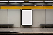 Blank billboard mock up in a subway station