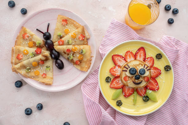 istock Funny Flower Pancake with berries for kids 1275871570