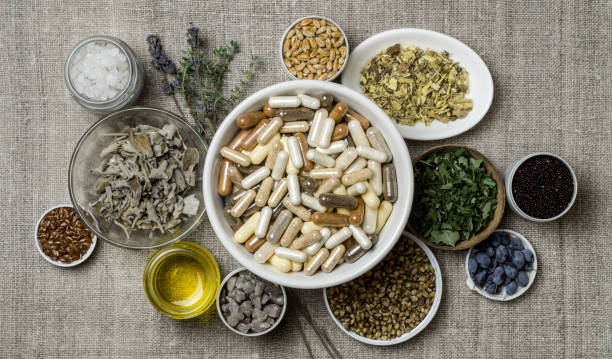 istock Herbal and mineral organic dietary supplements in capsules 1275879233