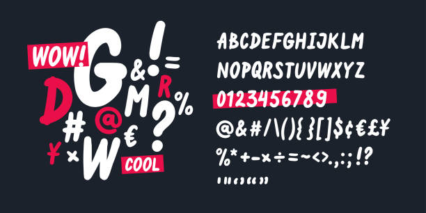 Modern alphabet font. Capital letters of the Latin alphabet. Vector symbols. The font imitates handwriting. Modern alphabet font. Capital letters of the Latin alphabet. Vector symbols. The font imitates handwriting, the letters are written with a marker. handwriting font not script stock illustrations