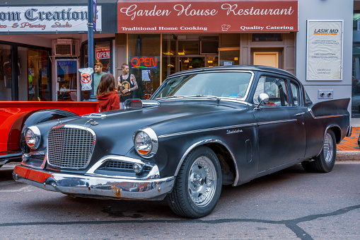 Moncton, New Brunswick, Canada - July 8, 2016: 1960 Studebaker Hawk parked in downtown Moncton during 2016 Atlantic Nationals, Moncton, New Brunswick, Canada.