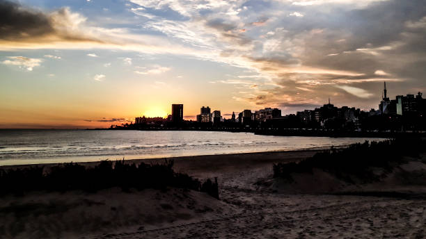 istock Urban Coastal Silhouette Sunset Scene, Montevideo, Uruguay 1275883774