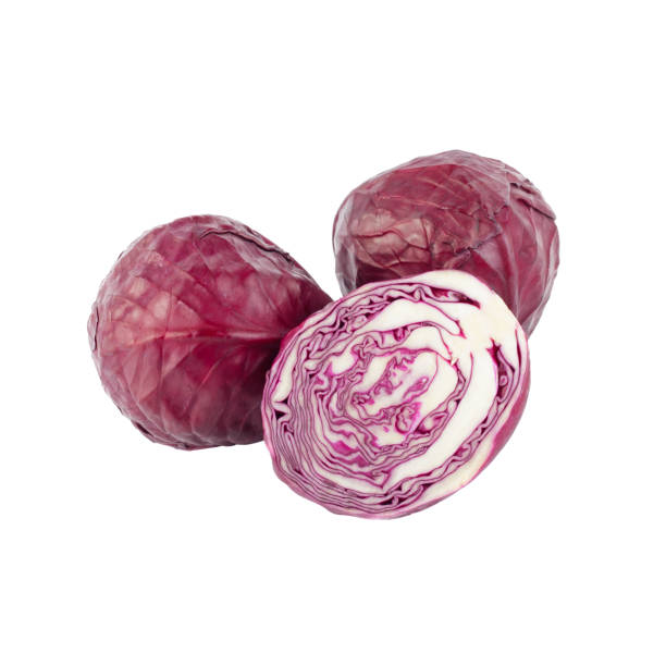 istock Violet cabbages isolated on the white 1275913062