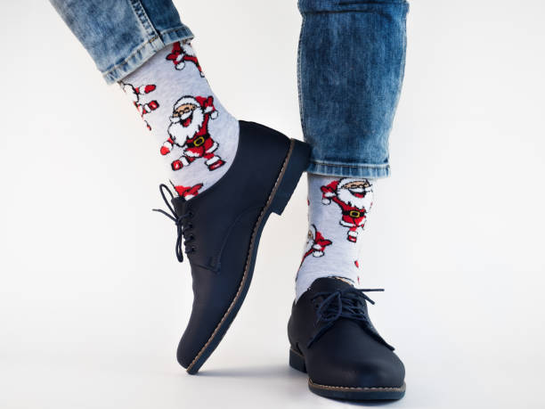 istock Men's legs, trendy shoes and bright socks 1275922591