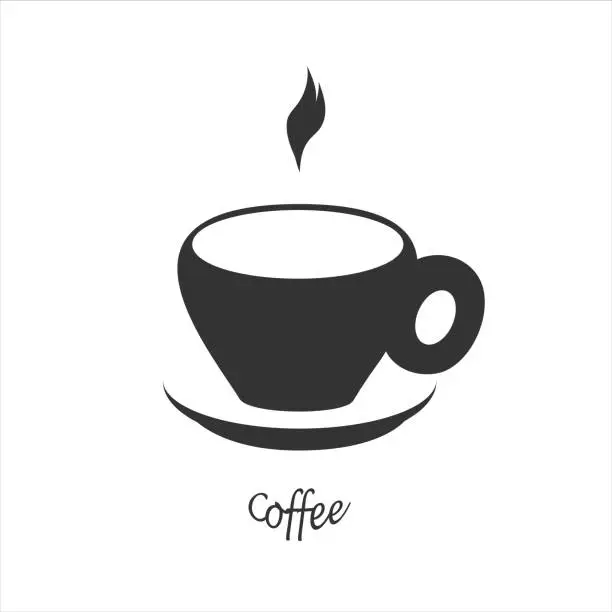 Vector illustration of Cup of coffee, Icon in flat graphic style for web design