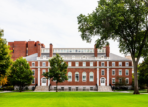Cambridge, Massachusetts, USA - September 22, 2020: Longfellow Hall in Radcliffe Yard. Home to Harvard Graduate School of Education since 1963.