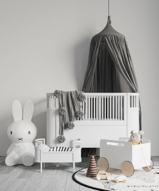 istock Interior Childrens Room Wallpaper Background Mockup 1275933362