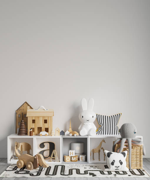 istock Interior Childrens Room Wallpaper Background Mockup 1275933817