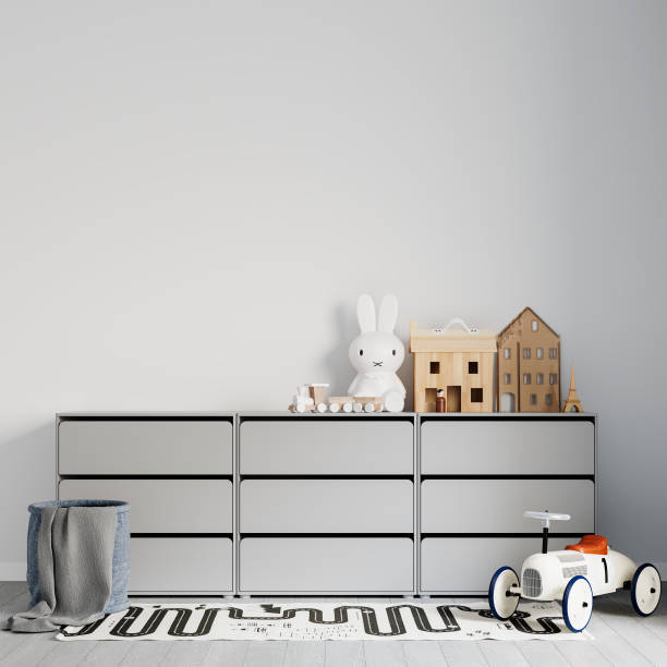 istock Interior Childrens Room Wallpaper Background Mockup 1275934402