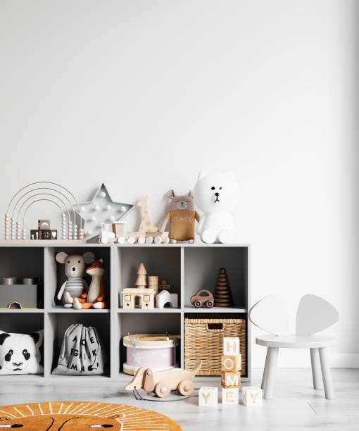 istock Interior Childrens Room Wallpaper Background Mockup 1275935108