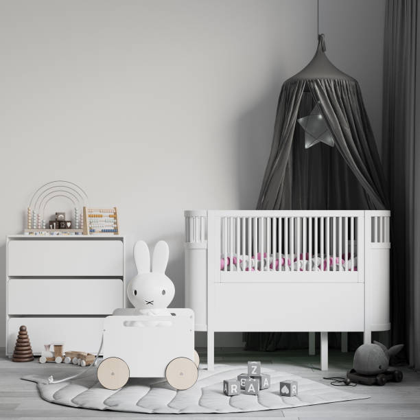 istock Interior Childrens Room Wallpaper Background Mockup 1275935184