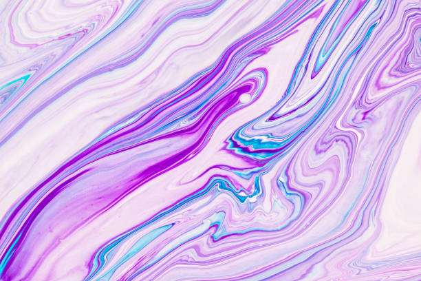 istock Fluid art texture. Backdrop with abstract iridescent paint effect. Liquid acrylic picture with flows and splashes. Mixed paints for posters or wallpapers. Purple, blue and white overflowing colors. 1275937901