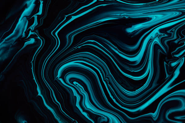 istock Fluid art texture. Abstract backdrop with swirling paint effect. Liquid acrylic artwork that flows and splashes. Mixed paints for posters or wallpapers. Blue, black and aquamarine overflowing colors. 1275938841