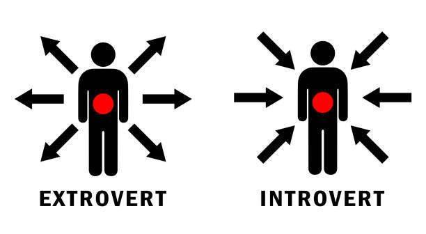Extrovert and introvert vector icons Extrovert and introvert vector icon on white background shy stock illustrations