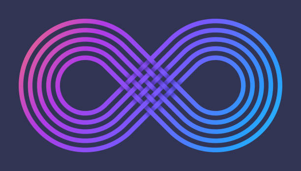 Infinity Symbol Shape Rainbow circle infinity forever curve shape background. braided stock illustrations