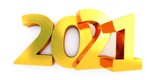 istock 2021 New year isolated on white background. Shiny gold sign, 3D render 1275996787