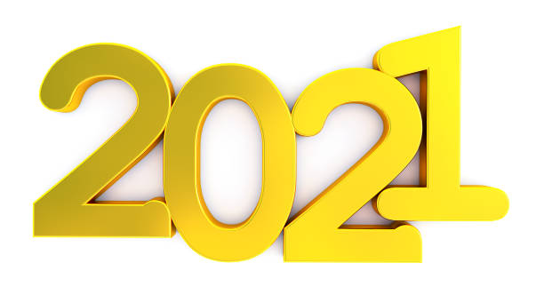 istock 2021 New year isolated on white background. Shiny gold sign, 3D render 1276003810