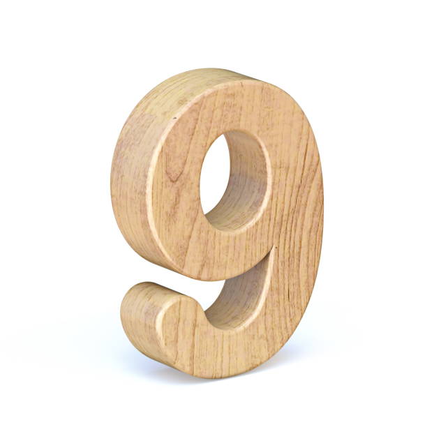 istock Rounded wooden font Number 9 NINE 3D 1276027598