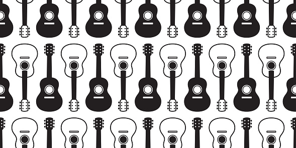 guitar seamless pattern vector bass ukulele icon logo symbol music repeat wallpaper tile background scarf isolated graphic cartoon illustration doodle design