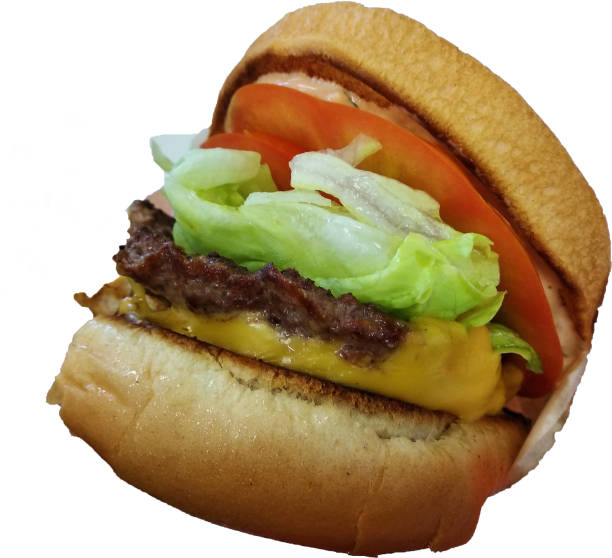 burger with colorful variety of ingredients