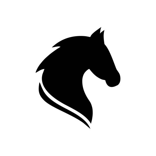 schwarzes pferd head - horse sign black vector stock-grafiken, -clipart, -cartoons und -symbole