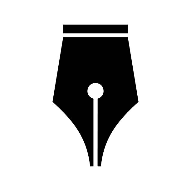 ilustraciones, imágenes clip art, dibujos animados e iconos de stock de logotipo del icono de la pluma del plumín - plumín