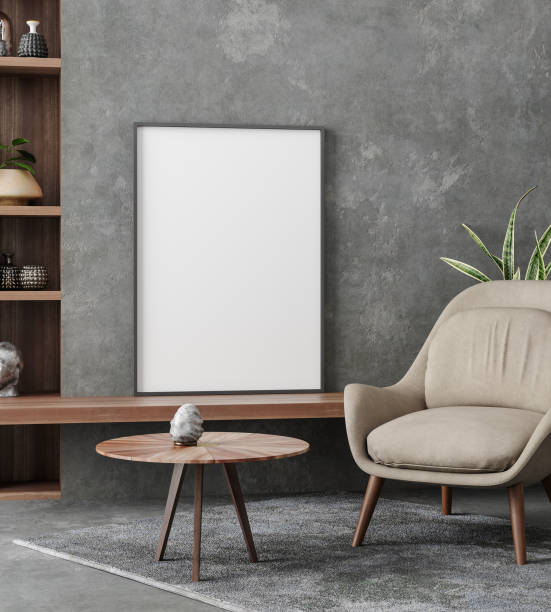 istock Mockup poster in loft interior, industrial style 1276165158