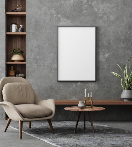istock Mockup poster in loft interior, industrial style 1276165338