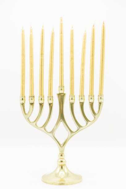 istock Gold Menorah with Unlit Candles for Hanukah 1276188932