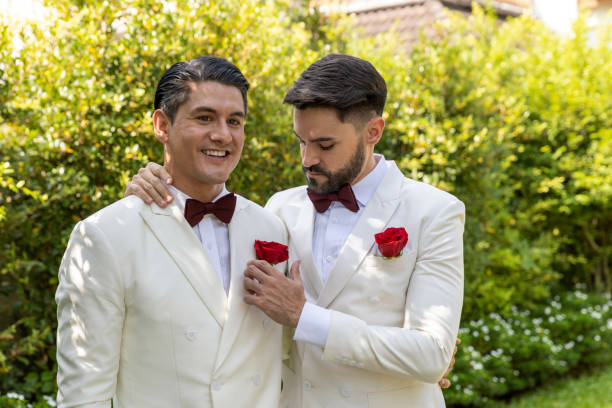 istock Gay wedding in a garden 1276295177