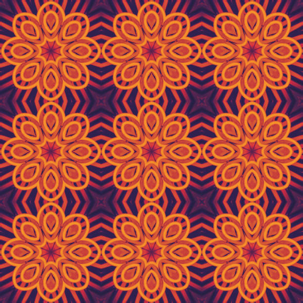 istock Oriental orange flower and purple background 1276304451