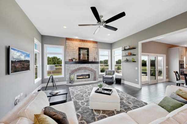 istock New home with windows on each side of fireplace 1276306868
