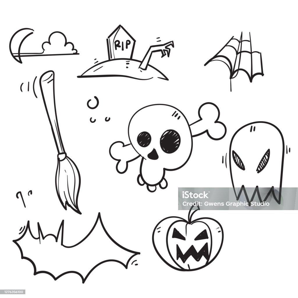 Vẽ Tay Doodle Biểu Tượng Halloween Biểu Tượng Minh Họa Với Phong ...