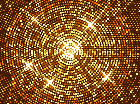golden sparkles circular disco lights background
